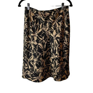 Ann Taylor Silk Lined Floral Print Mini A Line Skirt‎ Size 6 Dark Brown Beige